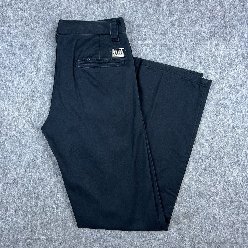 Quiksilver Men's Chino Pants Straight Fit Flat Front Black Cotton Size 29 x 32